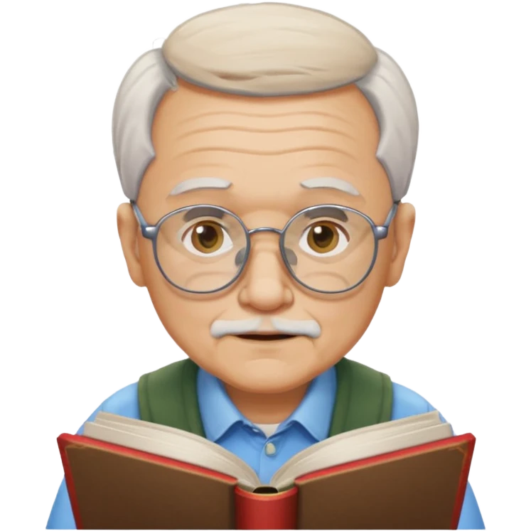 old man colored glasses reading a book  emoji
