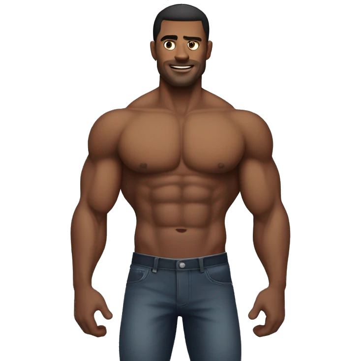 Muscular man with my face emoji