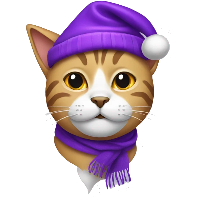 Cat with purple Santa hat and scarf emoji