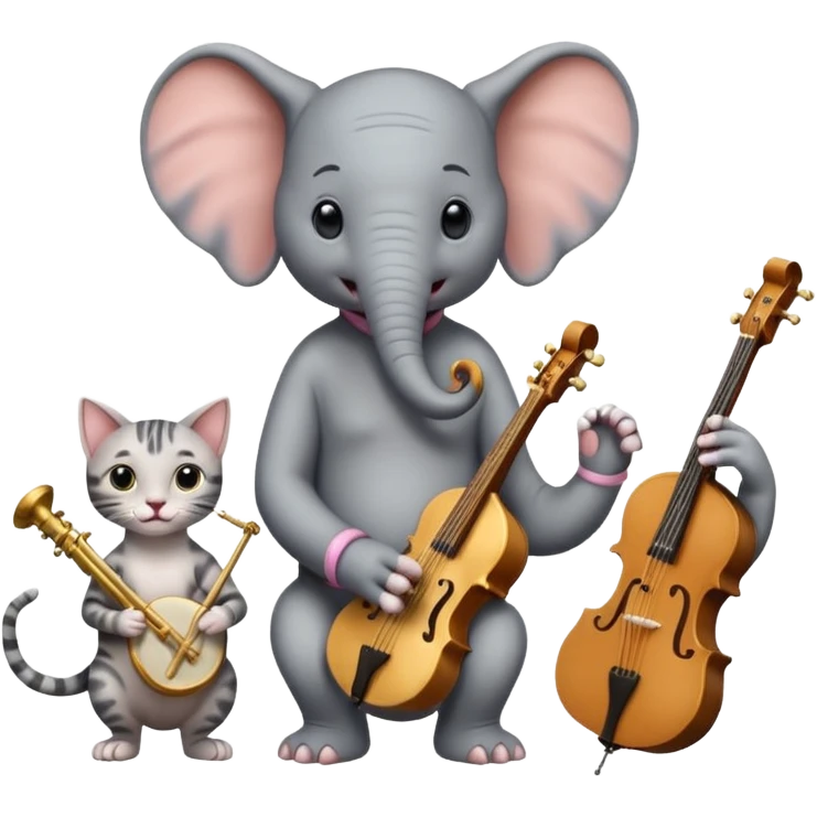 Horton the Elephant and 2 Hairless cats trio music band emoji