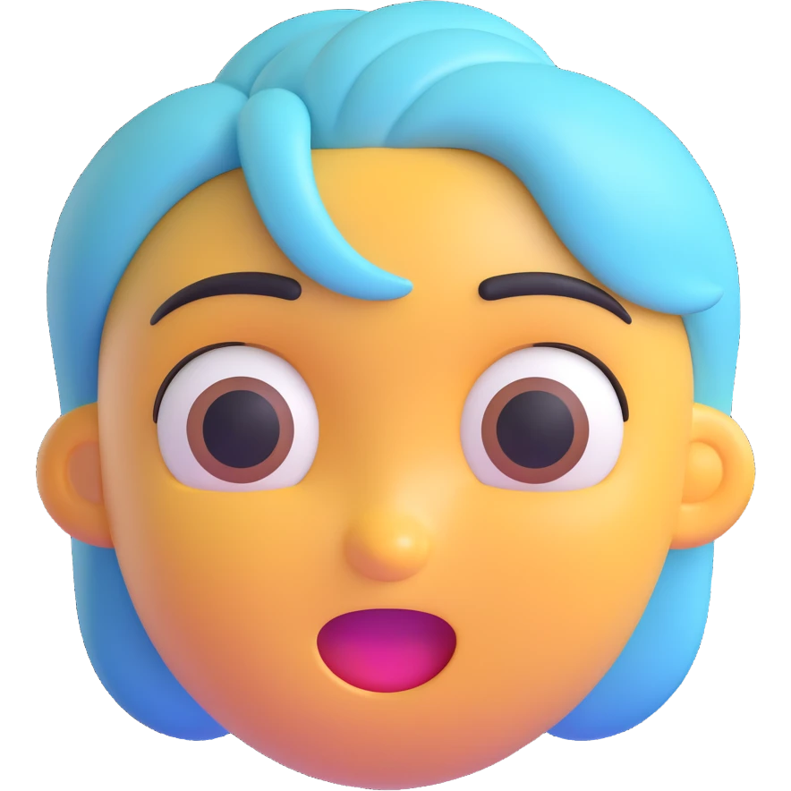 apple-style 3D emoji character with smooth skin, large expressive eyes, soft shadows, glossy plastic texture, bright pastel colors, fun cartoonish look, head centered, neutral background, resembling the face shape, hairstyle, and winking expression of the person emoji