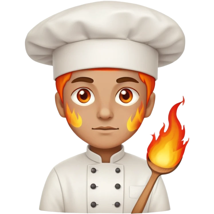 chef with blazing fire eyes, wearing chef hat emoji