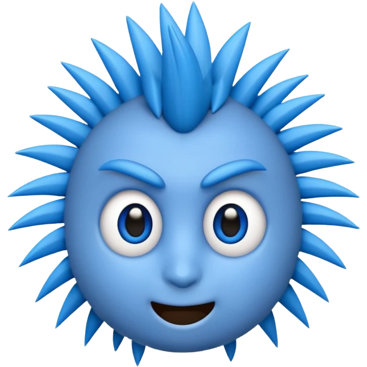 blue emoji face with sharp quill hair spikes and big white eyes, 3D emoji style, 1:1
 emoji