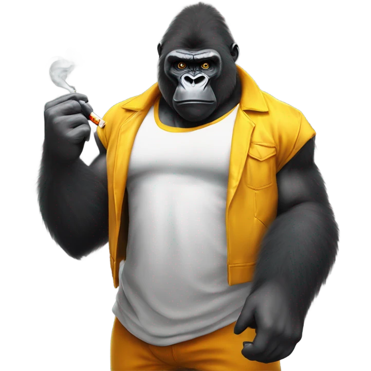 A gorilla going super saiyan while smoking a cigarette  emoji