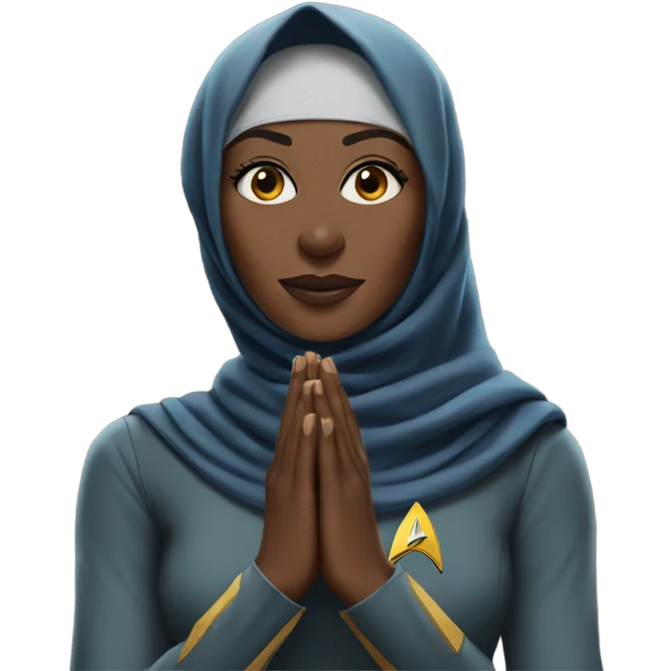 Black Hijabi Star Trek hand  emoji