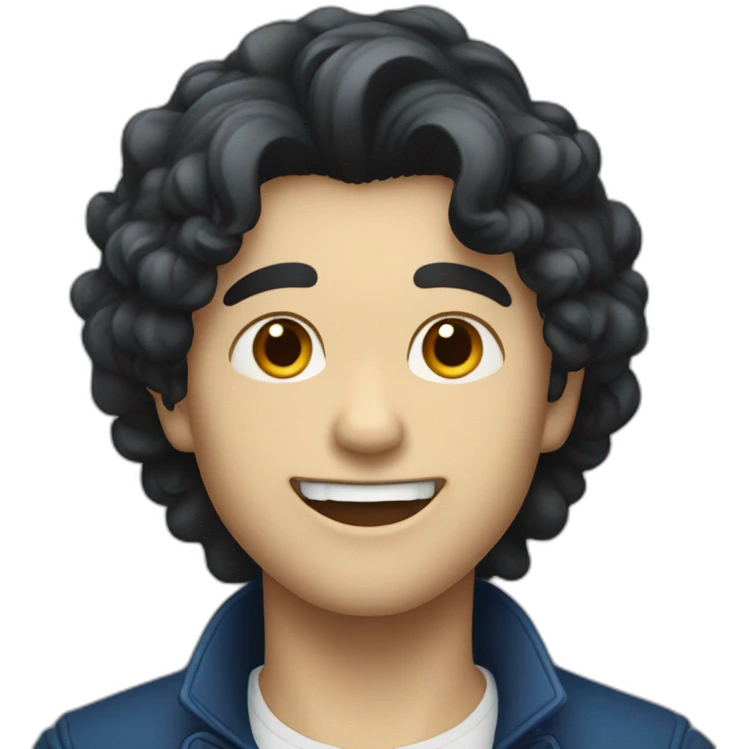 Un jeune homme noir, les cheveux bleus et qui a das dents de vampire. emoji