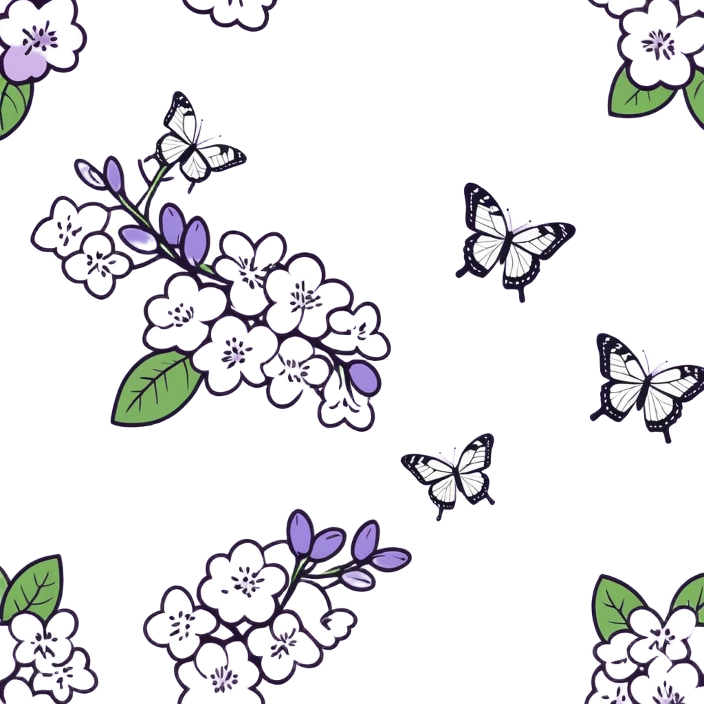 Lilacs and butterflies emoji