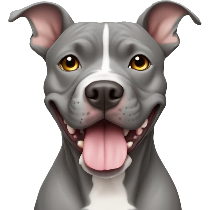 full-length gray American pit bull with pointed ears emoji
