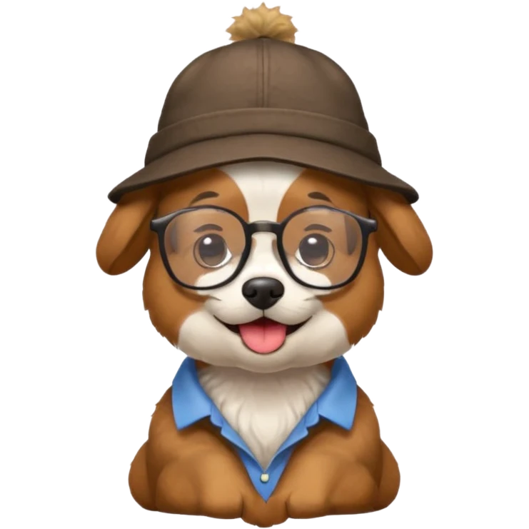 glasses and hat dog with shirt emoji