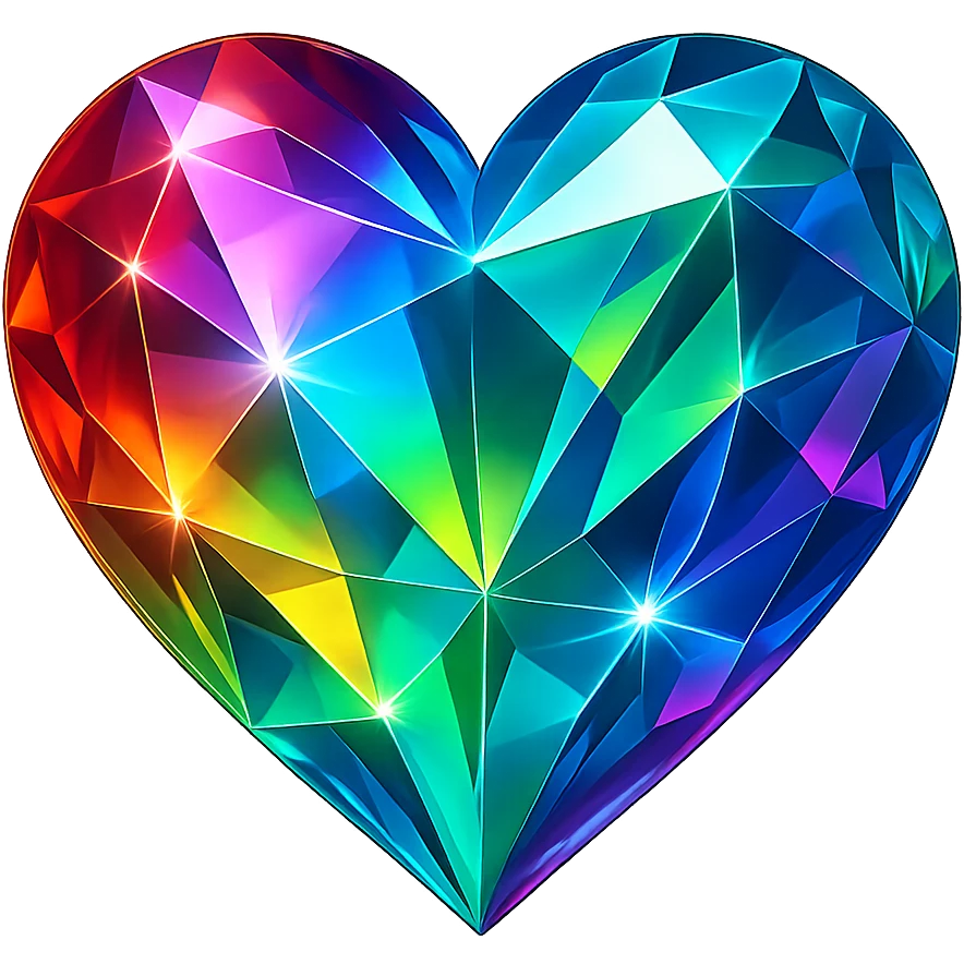 heart with a prismatic crystal effect, digital illustration, no background emoji
