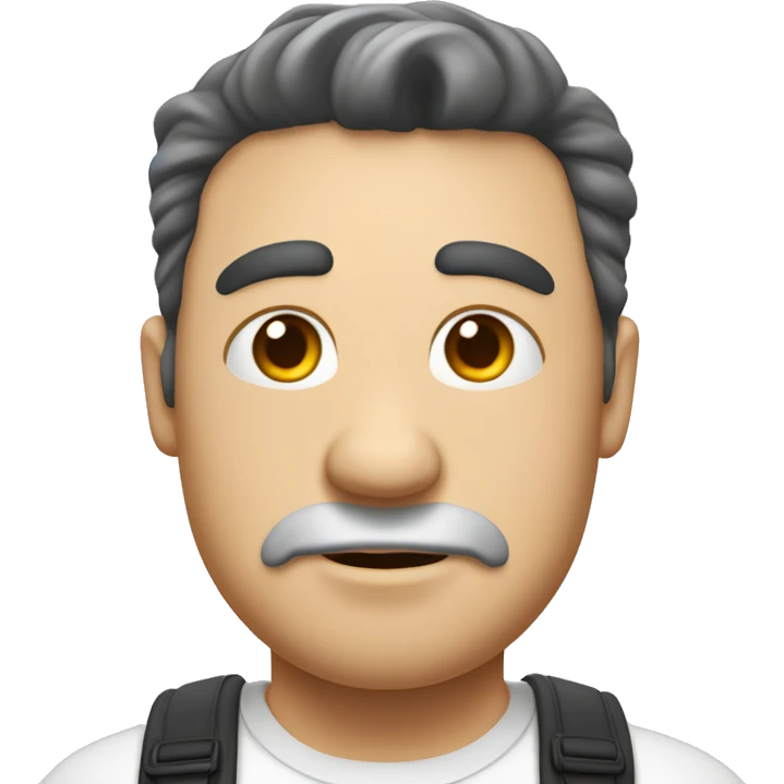creame un emoji de un hombre casi gordito de piel blanca y con cabello rulo un poco g emoji