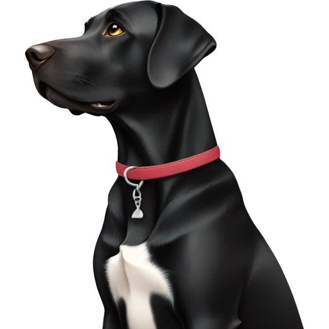 Black Labrador with one ear up and one ear down emoji