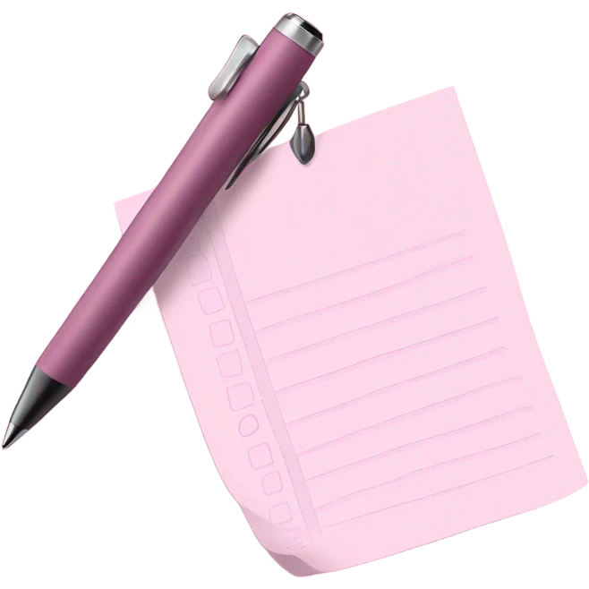 Light pink to do list with pen on side emoji