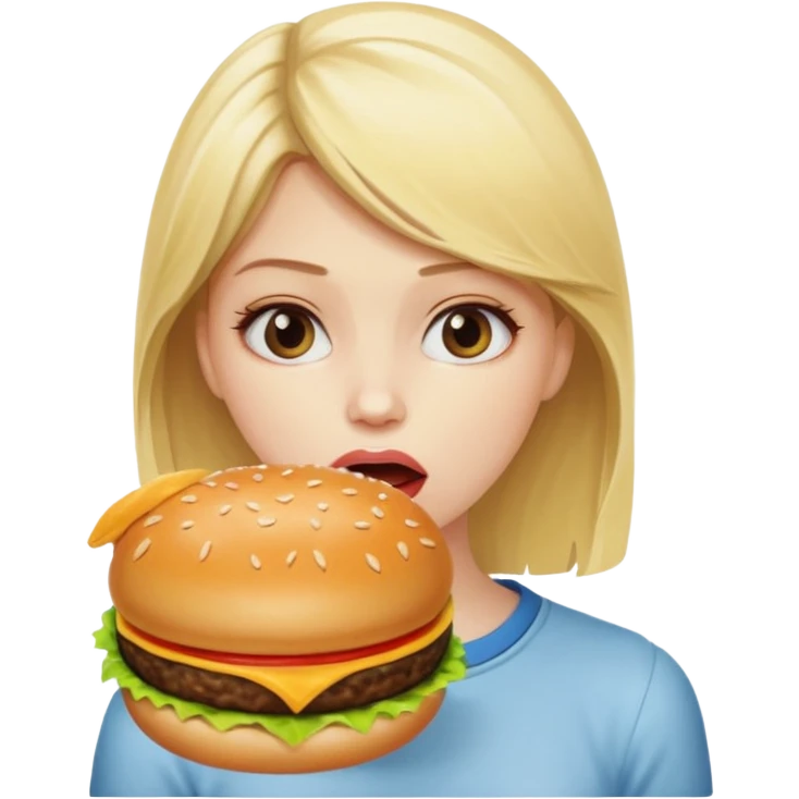 Girl with eating disorder pining for a cheeseburger. Blonde girl. emoji