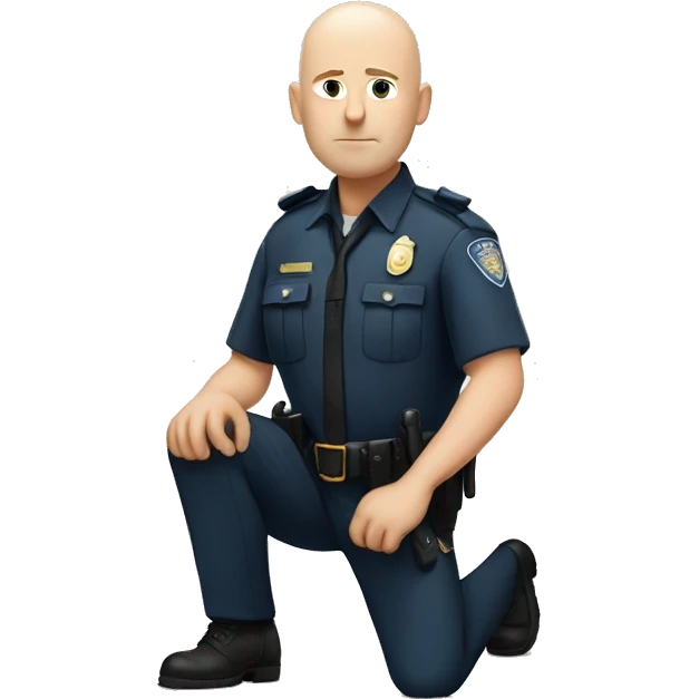 white bald police man kneeling  emoji
