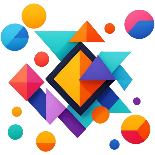 framed digital artwork with abstract vector shapes inside emoji