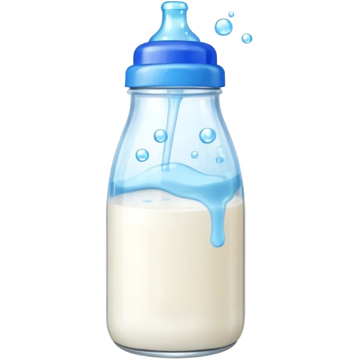baby Milk bottle with blue cap and bubbles emoji