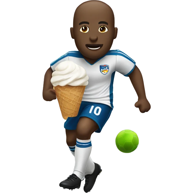 soccer player eating ice cream kicking a ball emoji