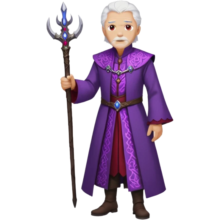 a white haired old man with purple eyes standing, full body, in Targaryen themed clothes, clothes are black and red themed emoji