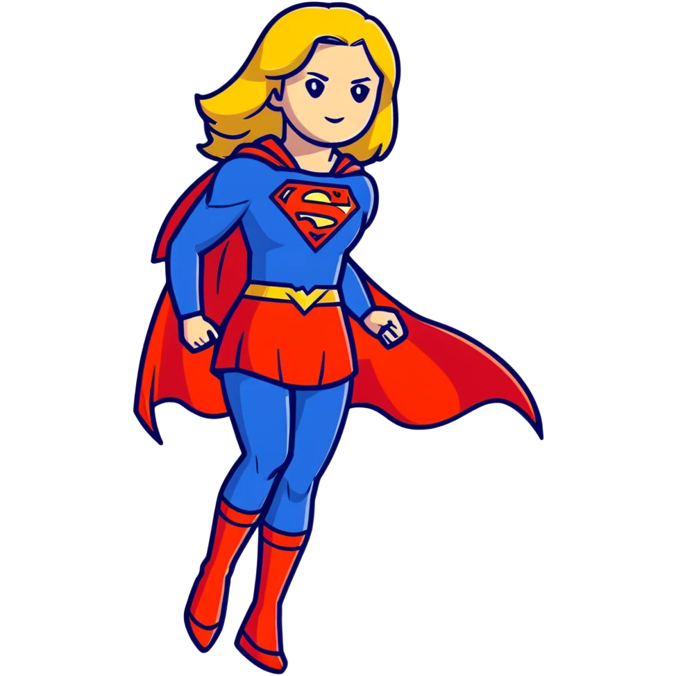 Supergirl superhero full body, blue suit with red cape and S emblem emoji