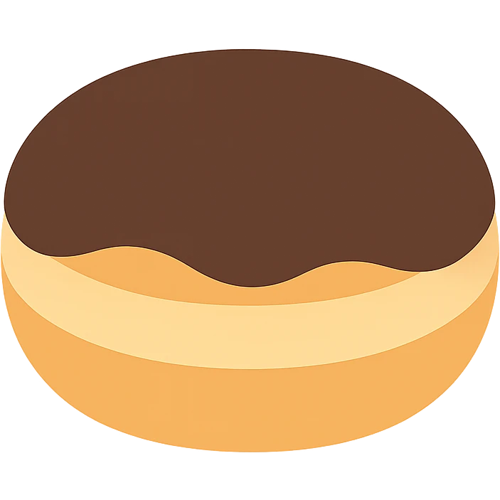Boston cream donut with custard filling and chocolate glaze on top emoji