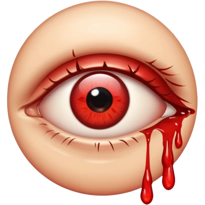creat a normal eye that is not attached to the skin, make it be red and make him drop a bloddy tear  emoji