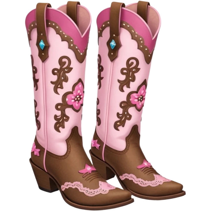 cowgirl boots cute a tiny bit of pink on it no teal lacy detailing emoji