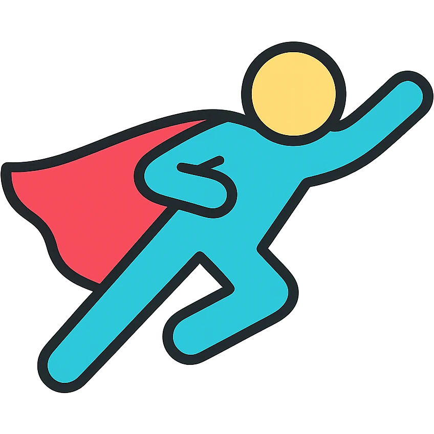 Superhero with cape flying emoji