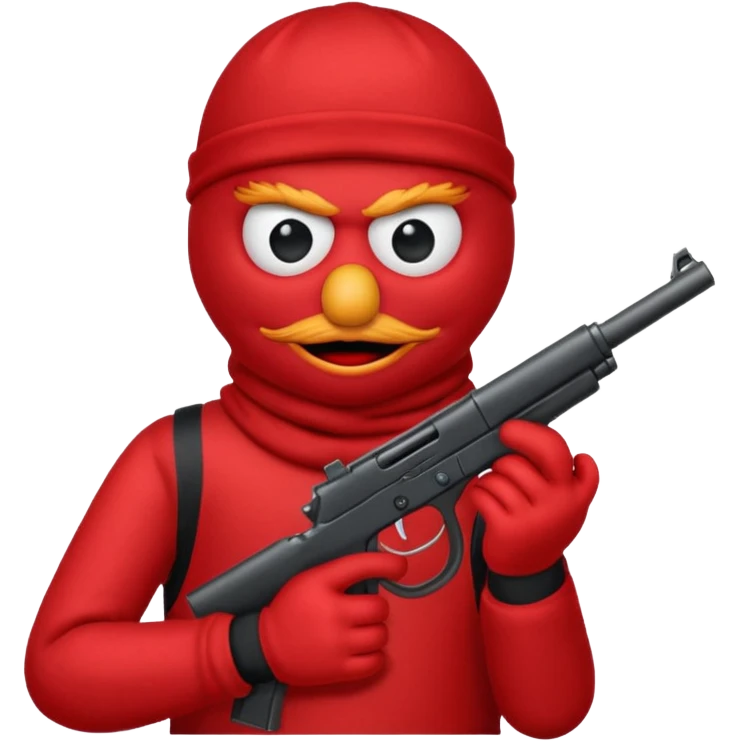 elmo with an gun and an black balaclava emoji