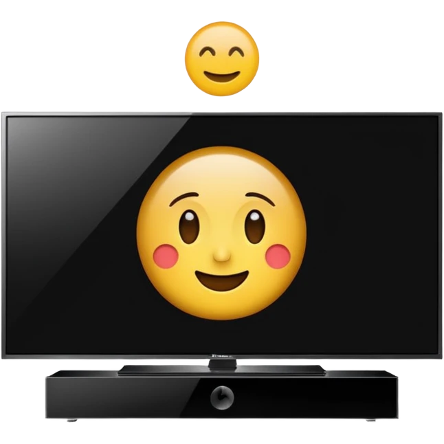 smart 4k big thin screen tv, centered, screen turned off, iPhone emoji style, minimal bezels emoji
