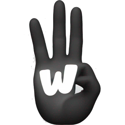 a hand forming a W by putting the middle and ring finger together emoji