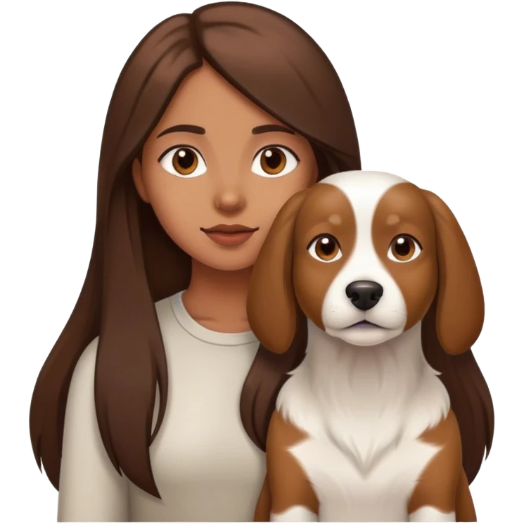 sort, 30 year old, brown girl, back hair, hair to the bag, with a white brown dog emoji