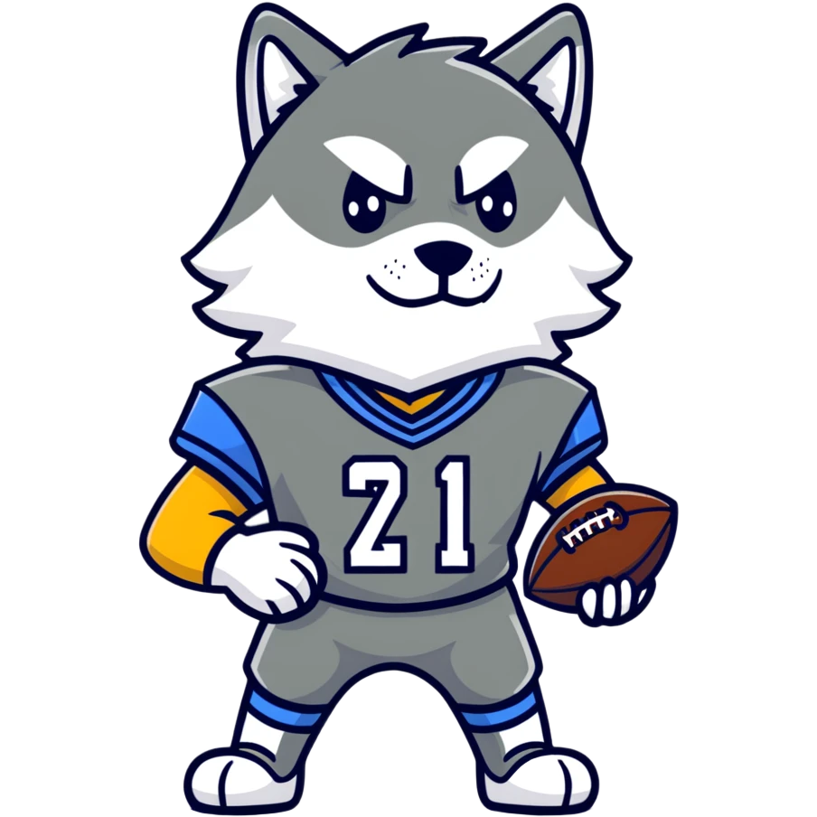 wolf wearing football jersey and helmet emoji