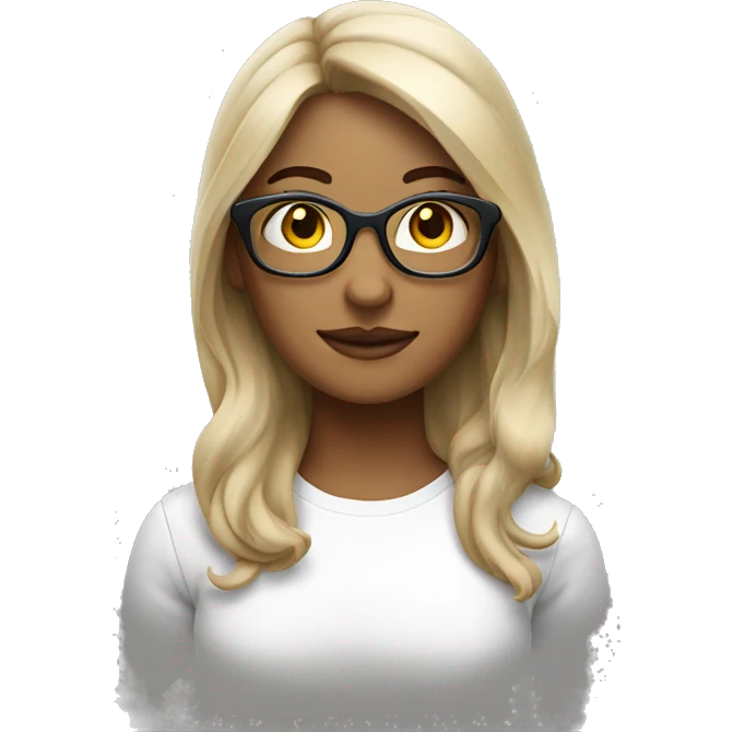 femme chatain cheveux mi long avec lunette emoji