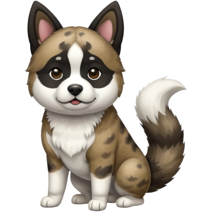 Brindle white and black Akita with brindle fur pointed ears  emoji
