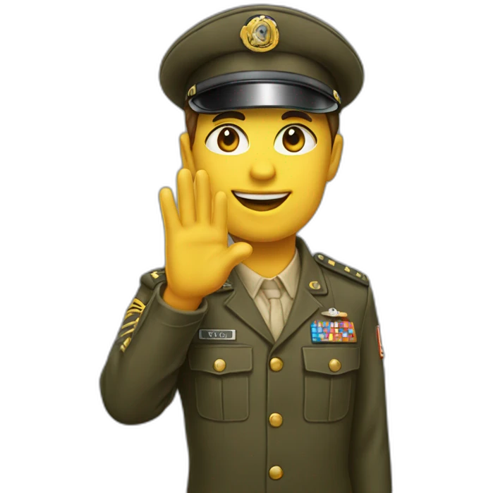 hyperrealistic emoji saluting emoji