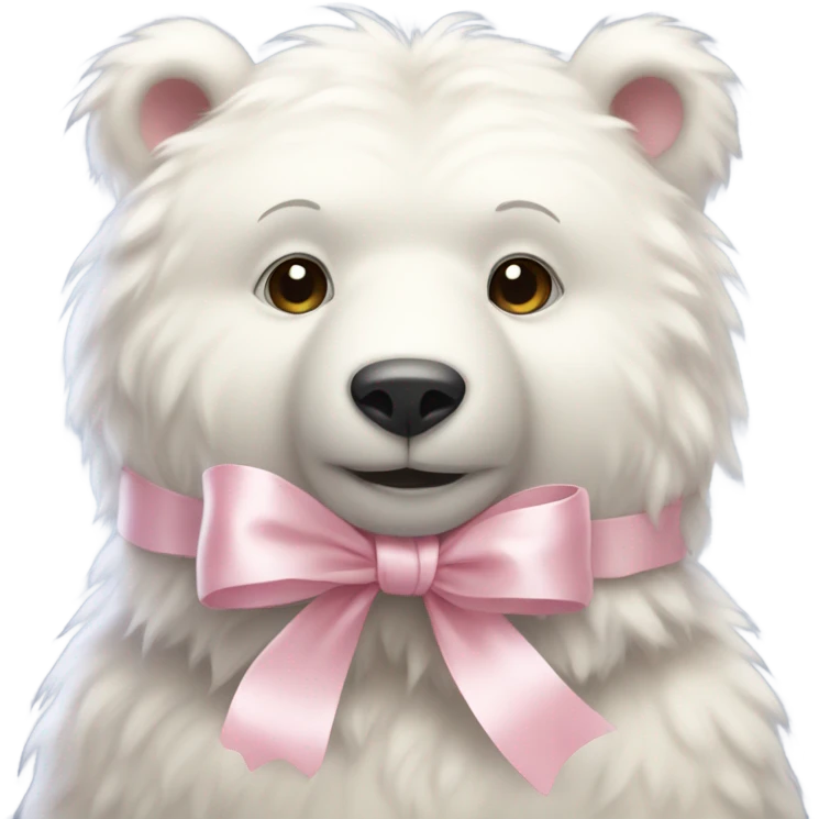 White Bear with pink pastel ribbon emoji