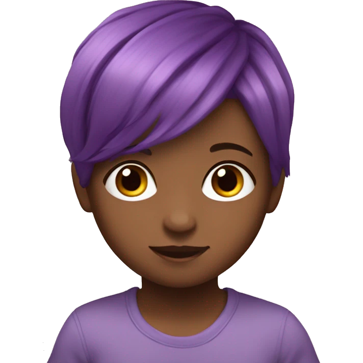 Purple hair cutie with a brown hair baby emoji