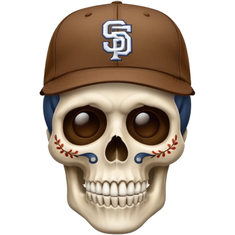 Skull día de muertos wearing brown San Diego padres  cap  emoji