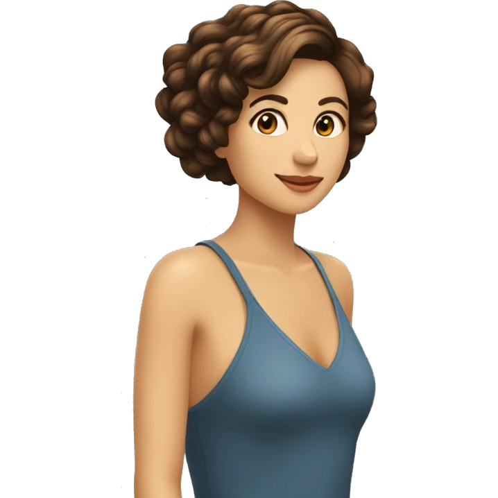 garota morena de cabelos cacheados na altura do ombro castanhos emoji