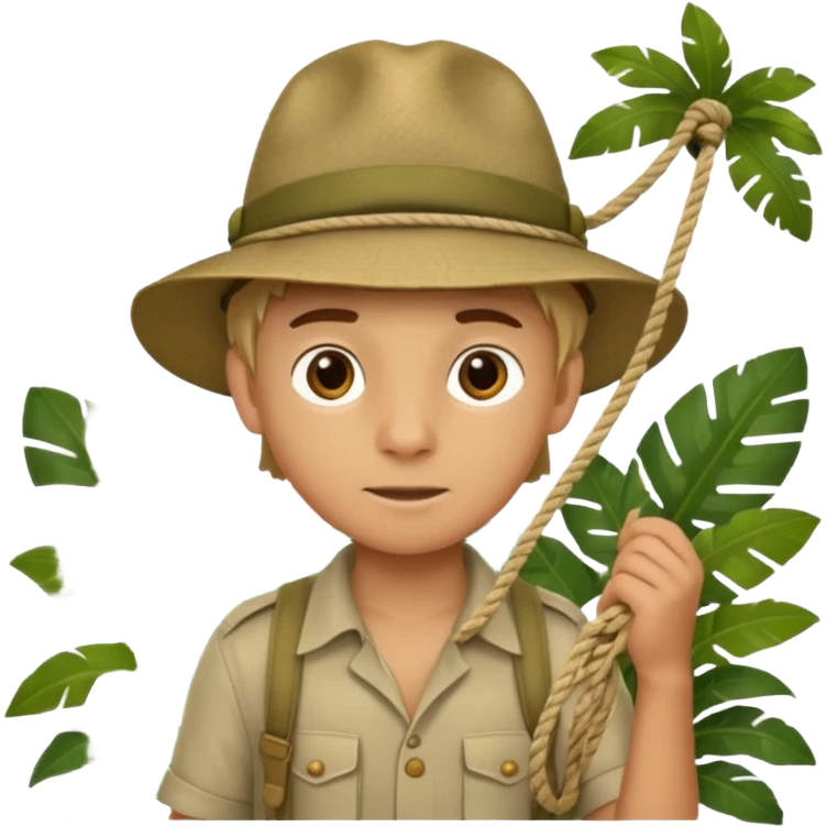 Boy carrying rope,Jungle Explorers. emoji