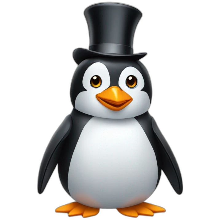 penguin with tophat emoji