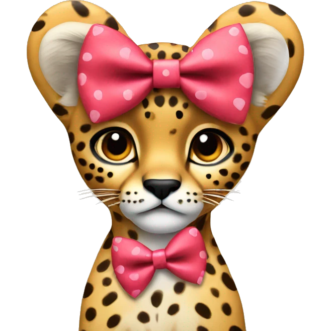 cheetah printed hearts with bow emoji