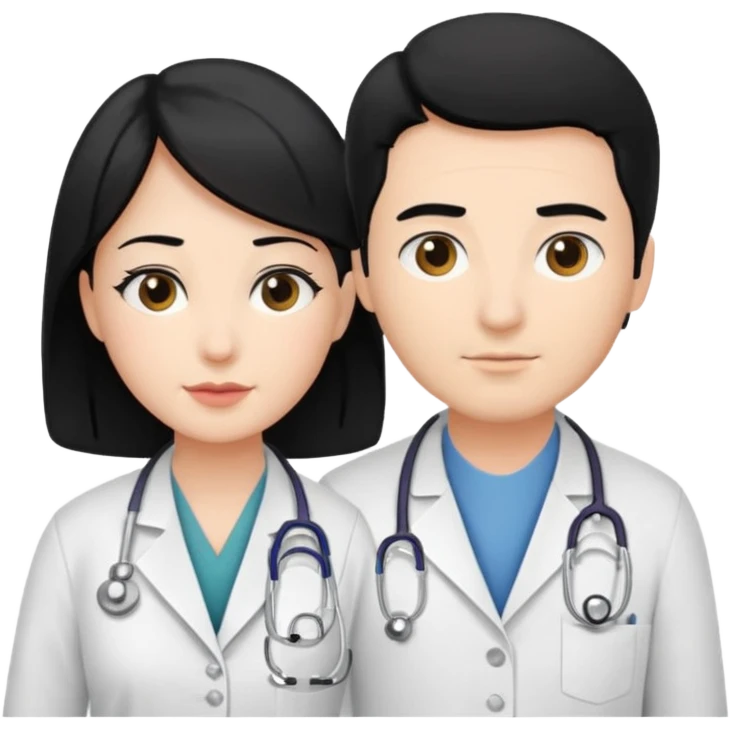 doctor black hair attending to a patient emoji