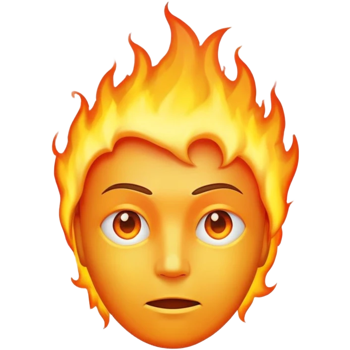 head with fire, expressionless face emoji