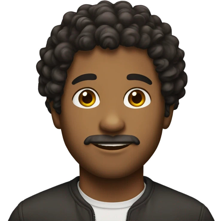 a brown man with dark curly hair emoji