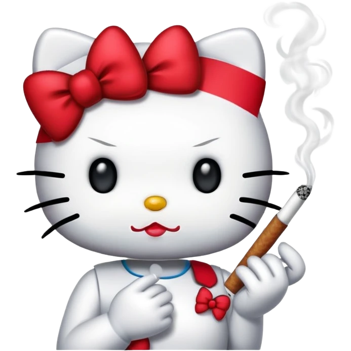 Hello kitty smoking emoji