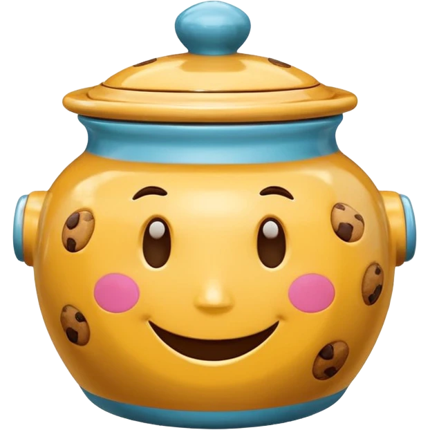 Cookie jar with cartoon face and smile emoji