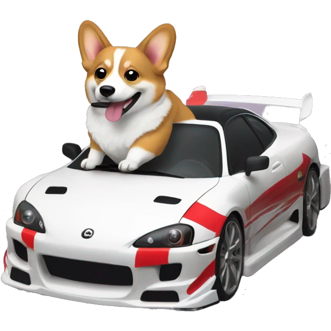 Corgi drifting in a supra emoji