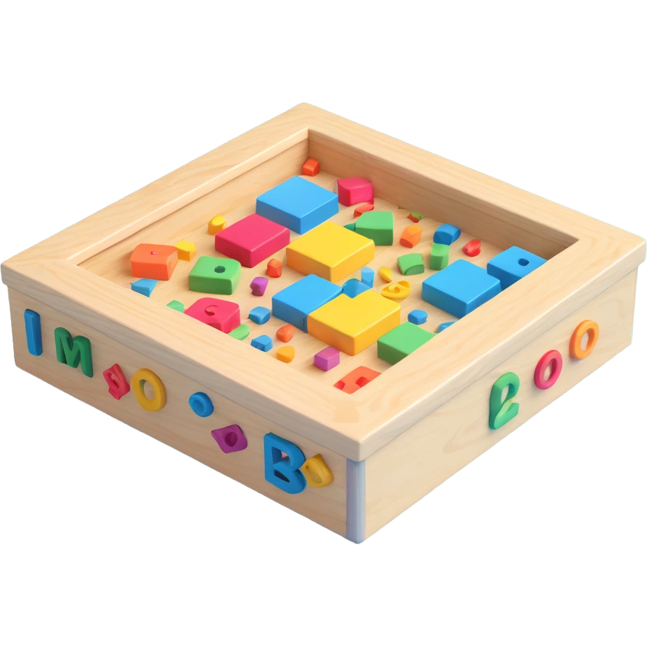 modern 3D box inspired by Etch A Sketch with a unique twist, colorful stickers coming out of the box, playful, creative, tech-forward, hinting at AI emoji